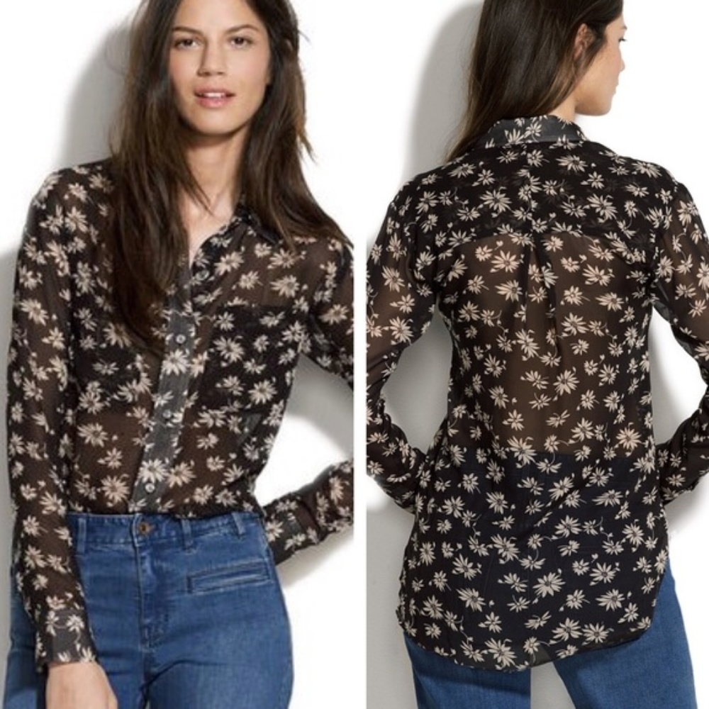 Alexa Chung Madewell 100% Silk Floral Penny Blouse - Picture 1 of 8